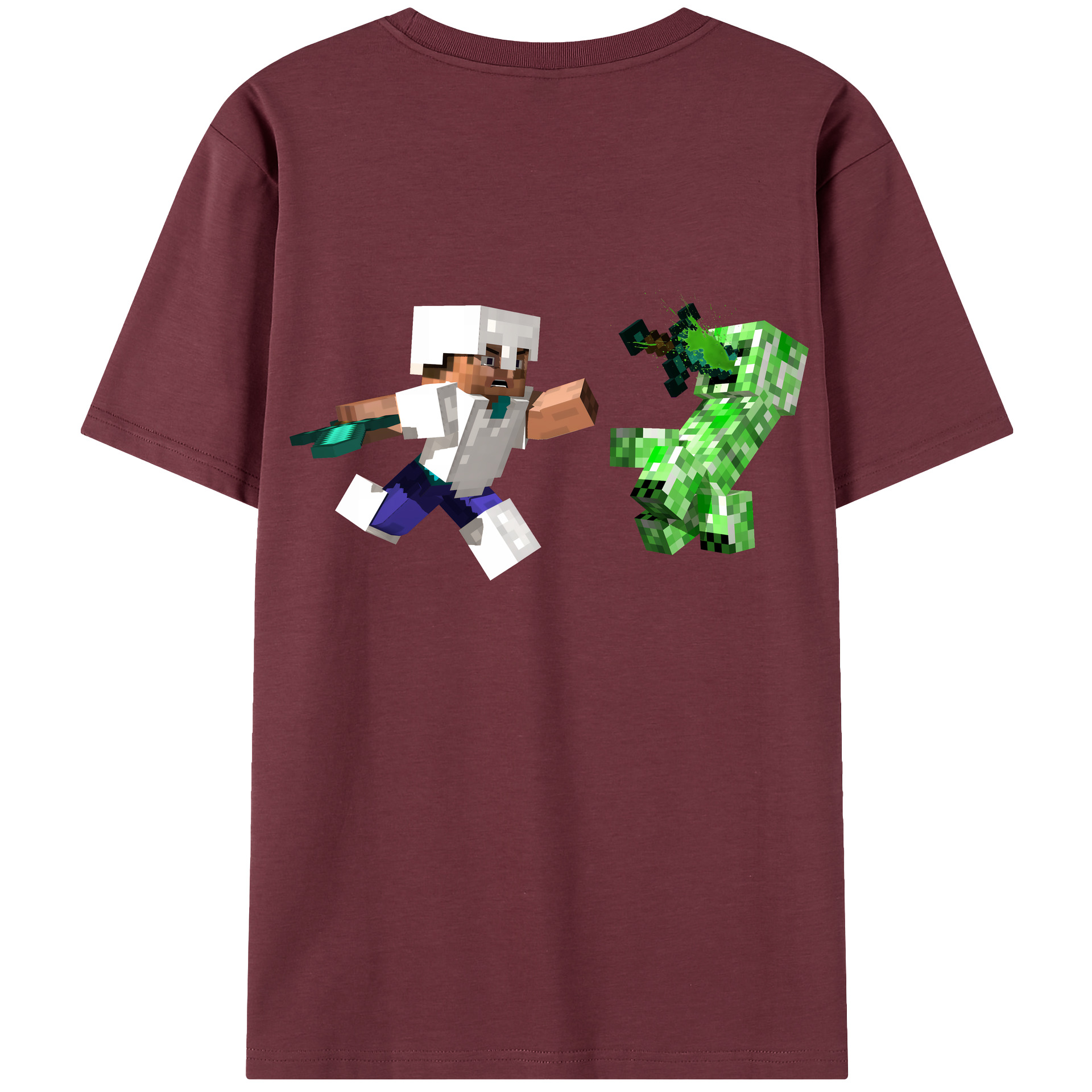 （画像用） マインクラフト ブロックの世界 Minecraft MC Block world 綿100％半袖Tシャツ（背面プリント）